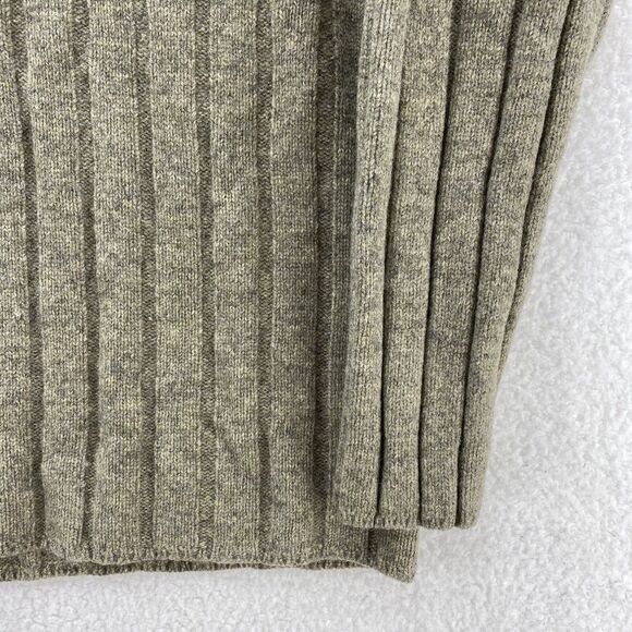 GAP Sweater Men's Large Beige VTG Lambswool Cable Knit Mock Neck 1/4 Zip Preppy - Picture 8 of 16